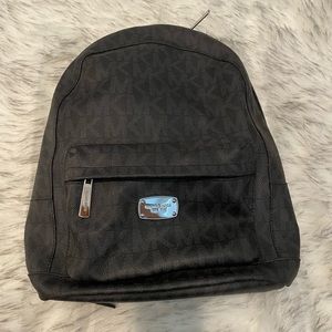 Michael Kors - Black Monogram Backpack - Silver Hardware Medium Size